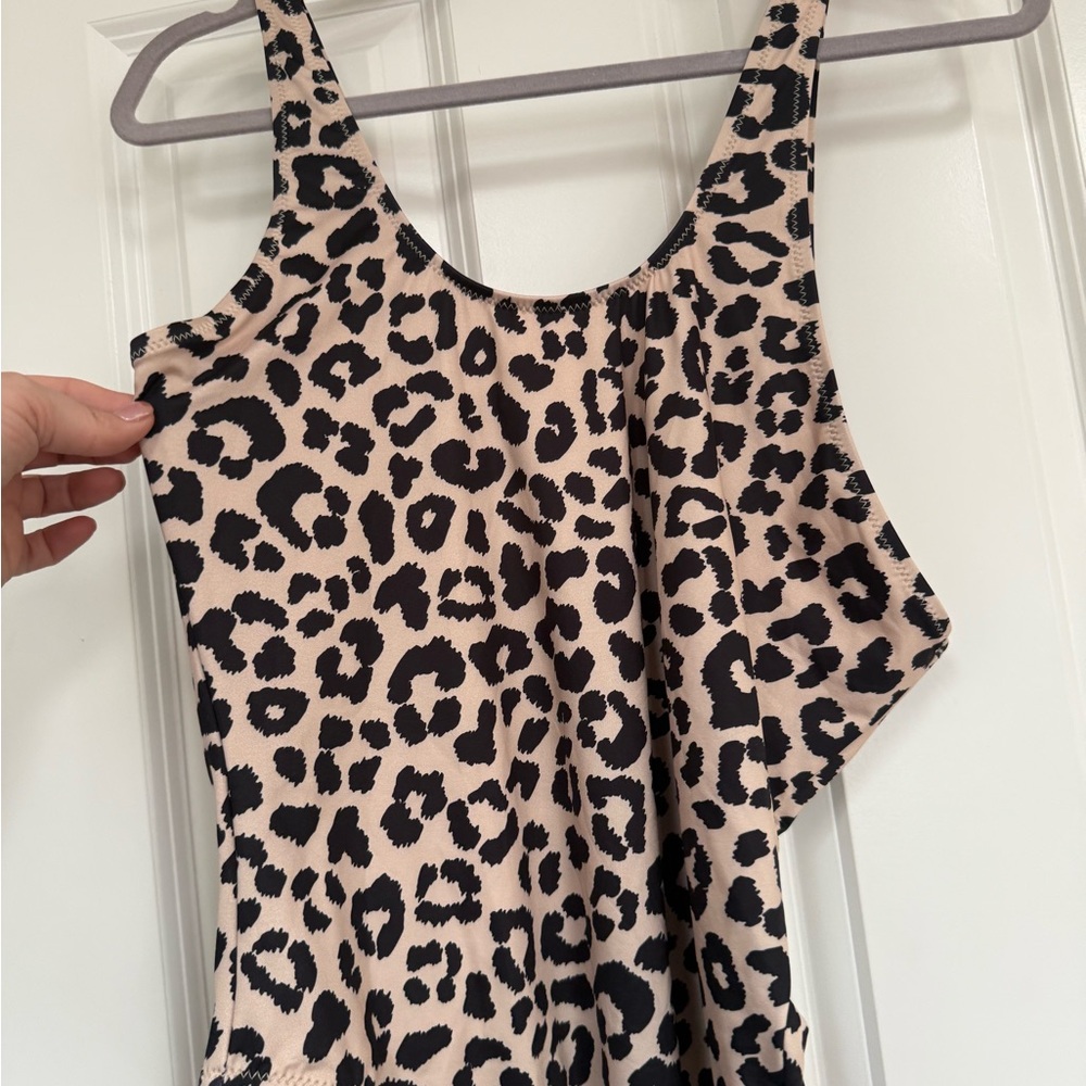 Pink Lily Leopard Print One Piece Asymmetrical Swimsuit Brown Black - Picture 2 of 5